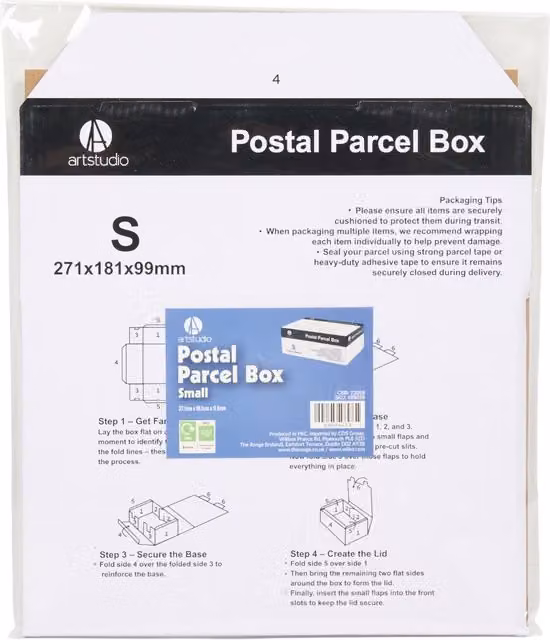 Art Studio Small Paper Postal Parcel Box with Fold Flap