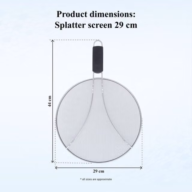 Buckingham Fine Mesh Splatter Screen and Cooling Rack with Handles, Silver, Diameter: 29 cm