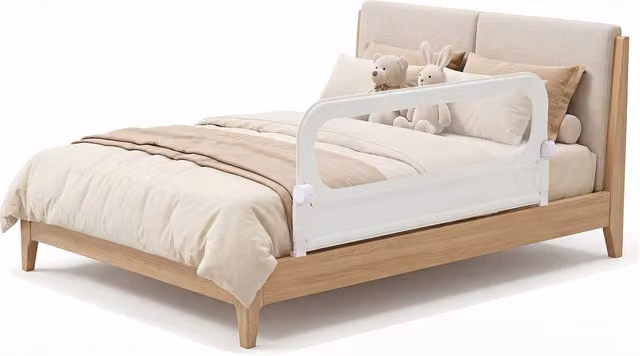 Costway Foldable Swing Down Toddler Safety Bed Guard in White