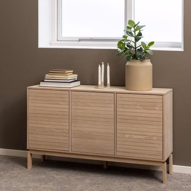 Furniture To Go Modern Oiled White Oak 3 Door Sideboard