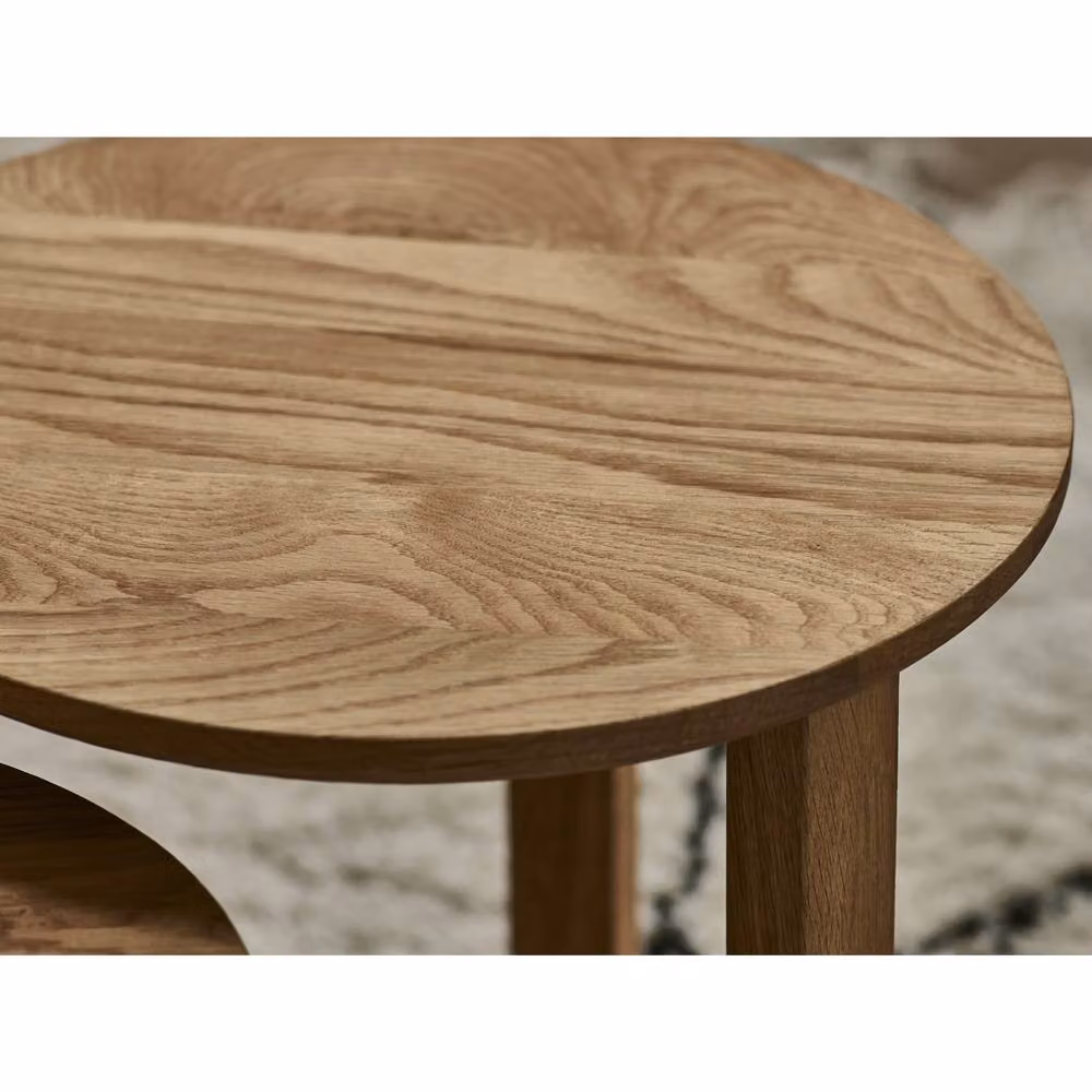 Cheshire Nordvik Nest of 3 Round Wooden Tables in Light Oak – 4