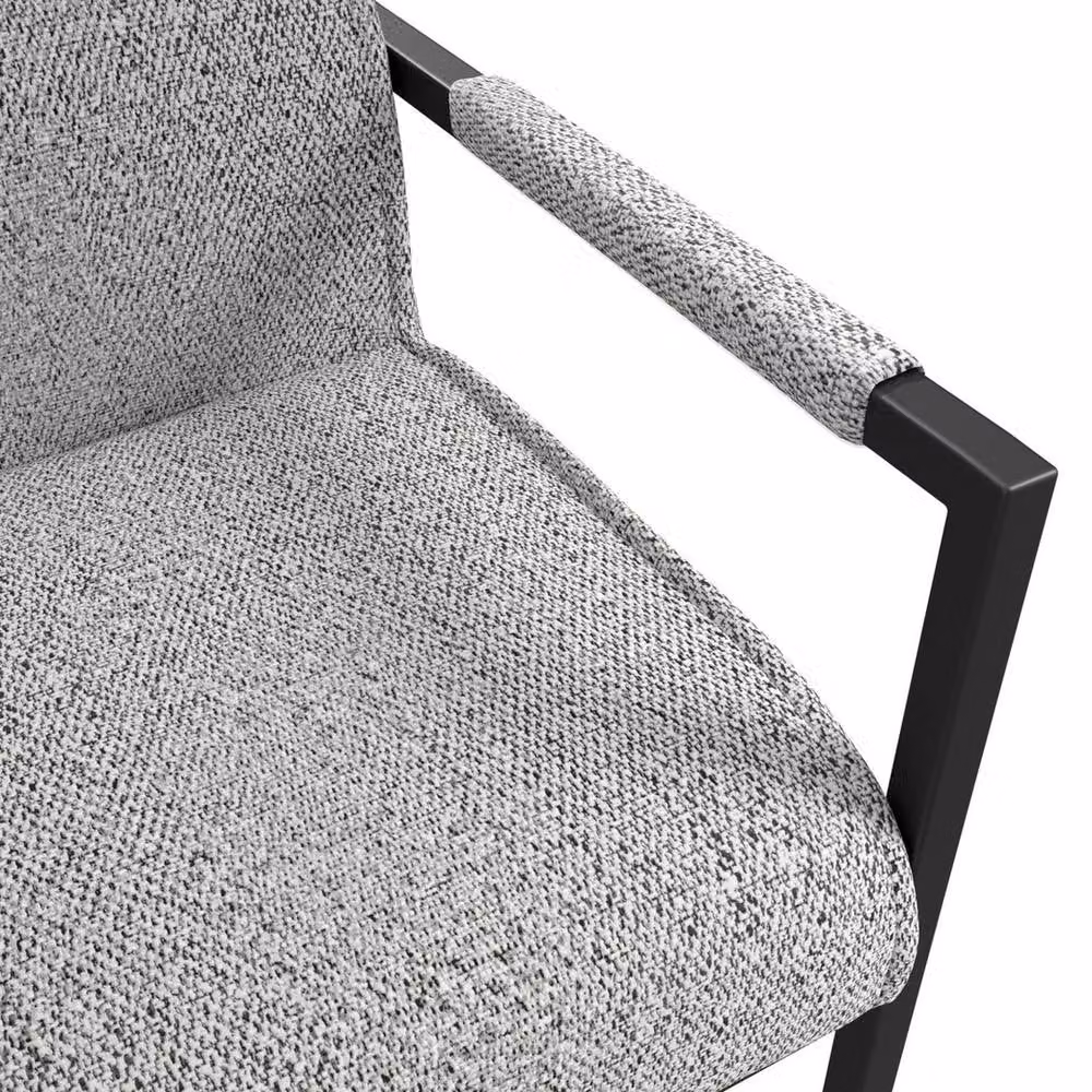 Lemon Pavilion Furniture Cleaver Dining Armchairs in Grey Tweed and Black Metal, 2 Pack – 3