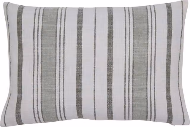 Murmur Finn Striped Rectangular Cotton Cushion in Green and White, W: 60 cm, H: 40 cm