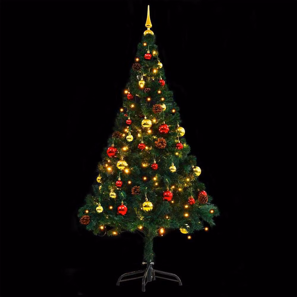 Berkfield Home Artificial Pre-lit Christmas Tree with Baubles, Green, Height: 150 cm – 4