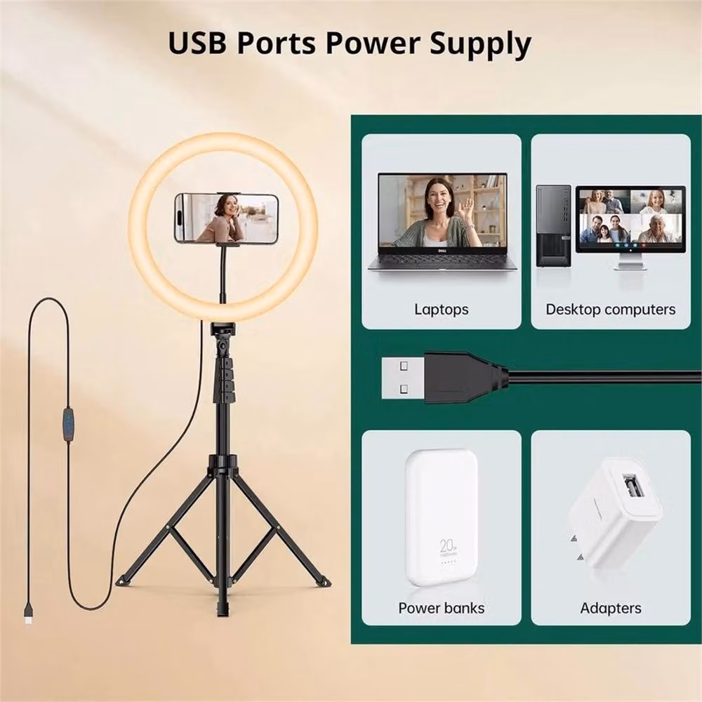 VOGREX 12 Inch Selfie Ring Light with Tripod and Phone Holder in Black – 3