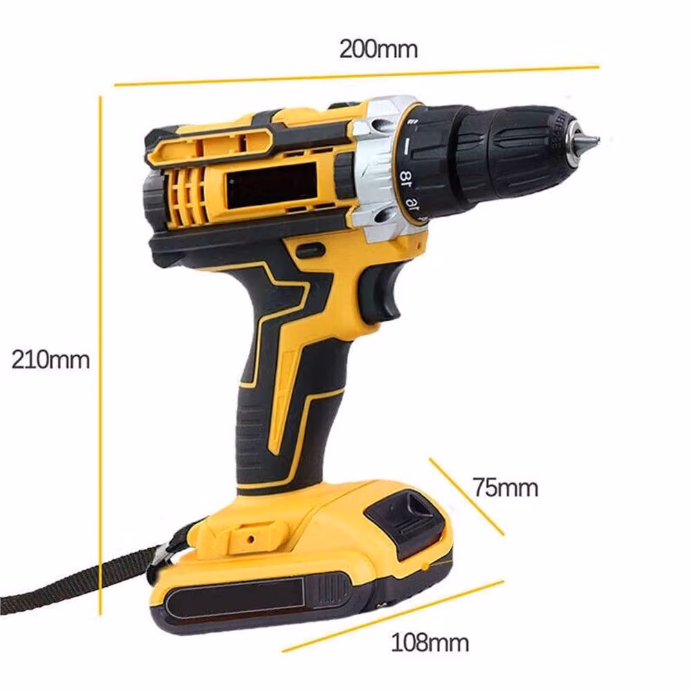 Nordara 21V Cordless Combi Drill and Electric Screwdriver Set with 2 Rechargeable Batteries in Yellow – 3