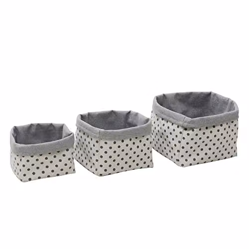 JVL Set of 3 Fabric Square Storage Boxes in Beige, W/D/H: 20 x 20 x 14 cm