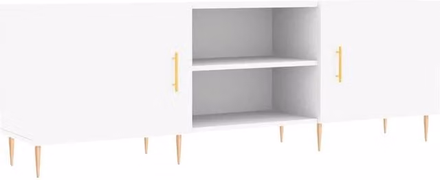 Berkfield Home TV Cabinet in White, W/D/H: 150 x 30 x 50 cm