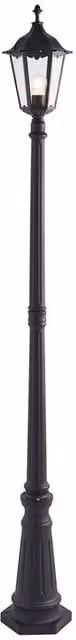 Loops Matt Black Aluminium Outdoor Post Lantern Bollard Light with Transparent Glass, Height: 218 cm