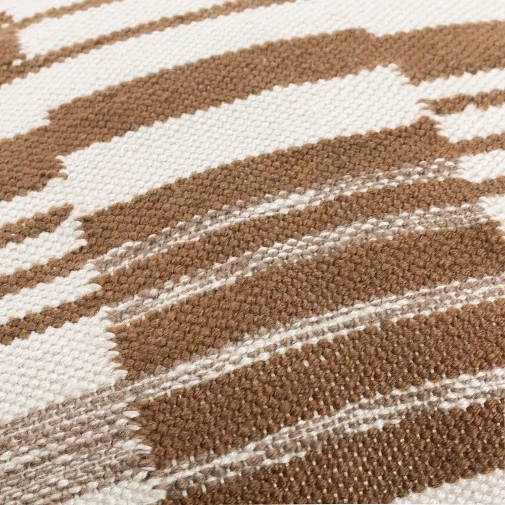 HOEM Torode Woven Boho Striped Cotton Cushion in Orange and Brown, W/D/H: 45 x 45 x 45 cm – 3