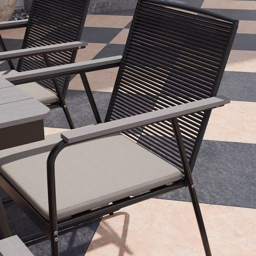 STILVORA 6-Seater Modern Outdoor Dining Set with Cushions in Grey – 5