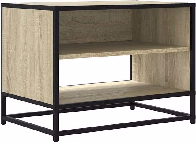 Berkfield Home Industrial TV Cabinet in Sonoma Oak and Beige, W/D/H: 61 x 40 x 46 cm – 1