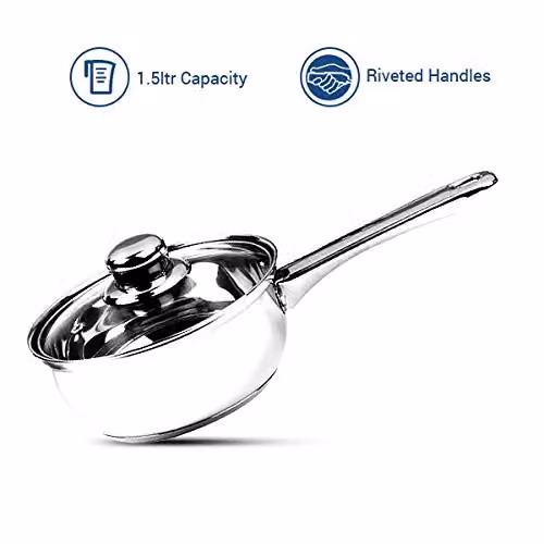Sabichi Essential 20cm Stainless Steel Saucepan with Glass Lid, Silver, W/D/H: 39.5 x 21.5 x 21.5 cm – 2