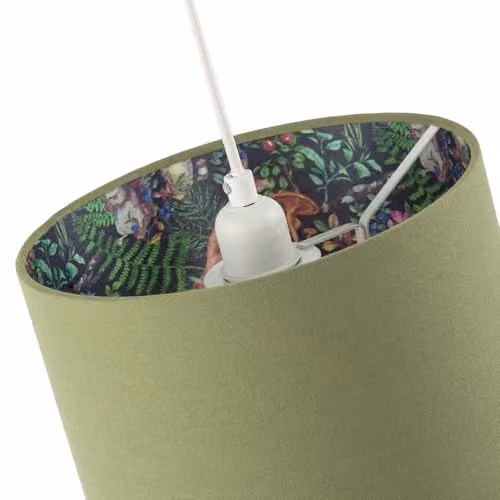 Happy Homewares Woodland Animals Forest Cylinder Drum Lamp Shade in Green Linen Fabric, W/D/H: 18 x 18 x 25 cm – 2