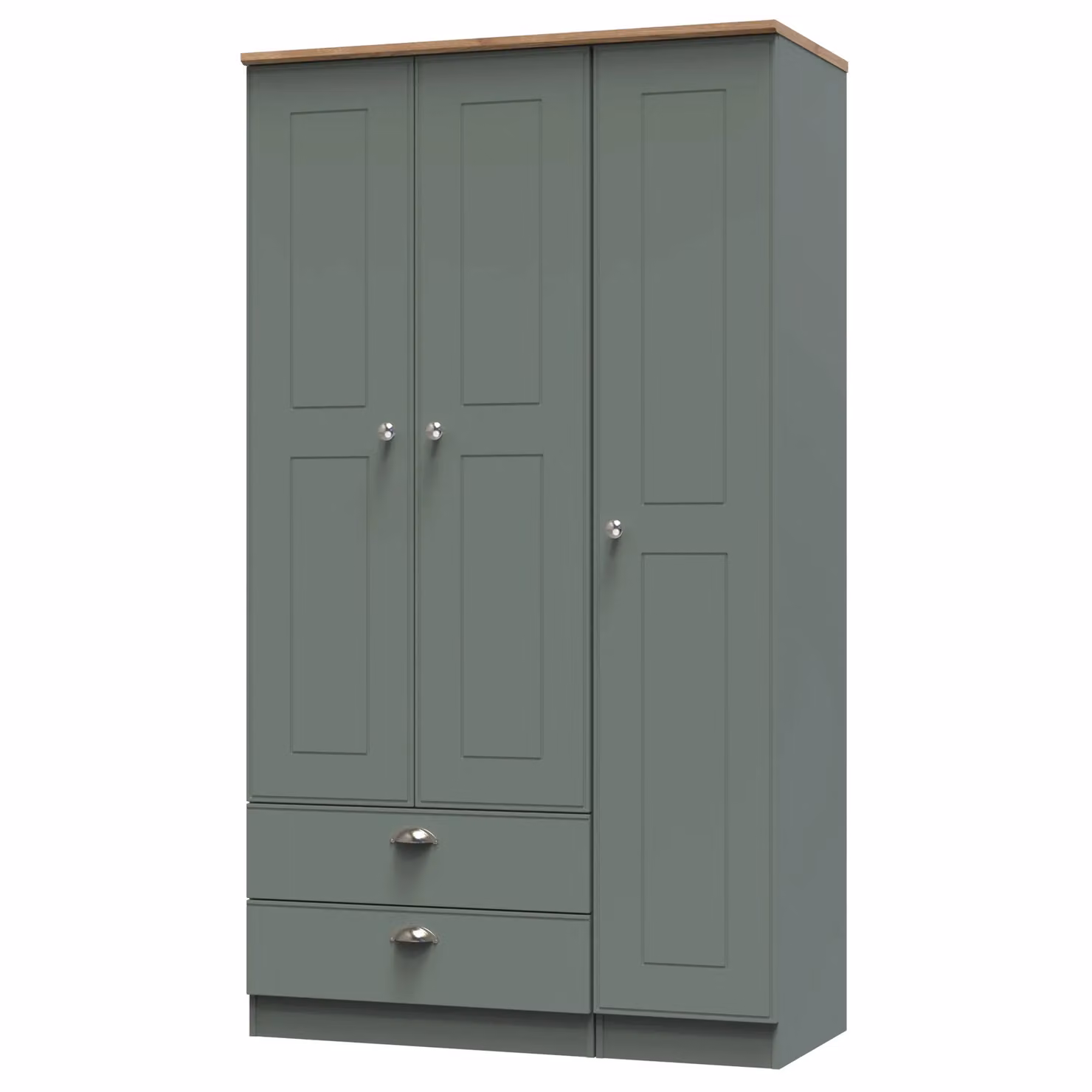 2 U Albert Ready Assembled Triple Wardrobe with 2 Drawers in Pale Green – 2