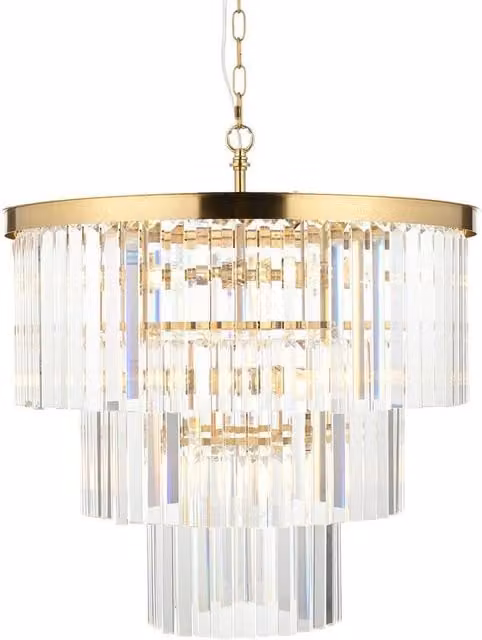Netlighting Conaston Gold and Transparent Cut Glass Pendant Light with 7x E14 Sockets – 1