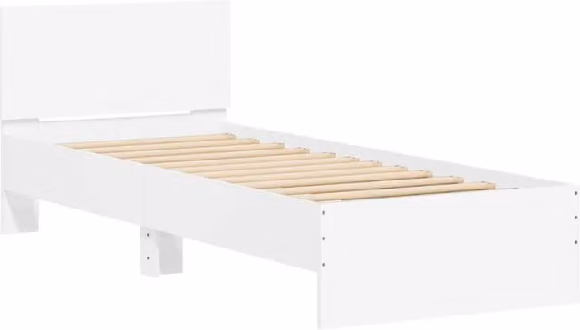 Berkfield Home Durable Bed Frame with Headboard in White, W/D/H: 80 x 190 x 70 cm
