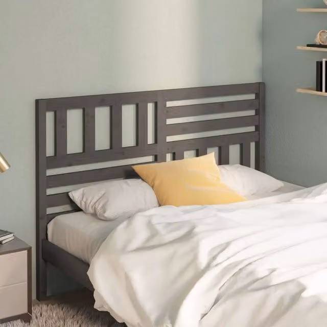 Berkfield Home Beautiful Grey Solid Pine Wood Bed Headboard W/D/H: 156 x 4 x 100 cm – 1