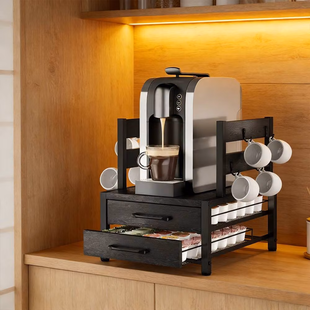 Ventryn Black Coffee Pod Organizer Rack Countertop Storage Holder – 4