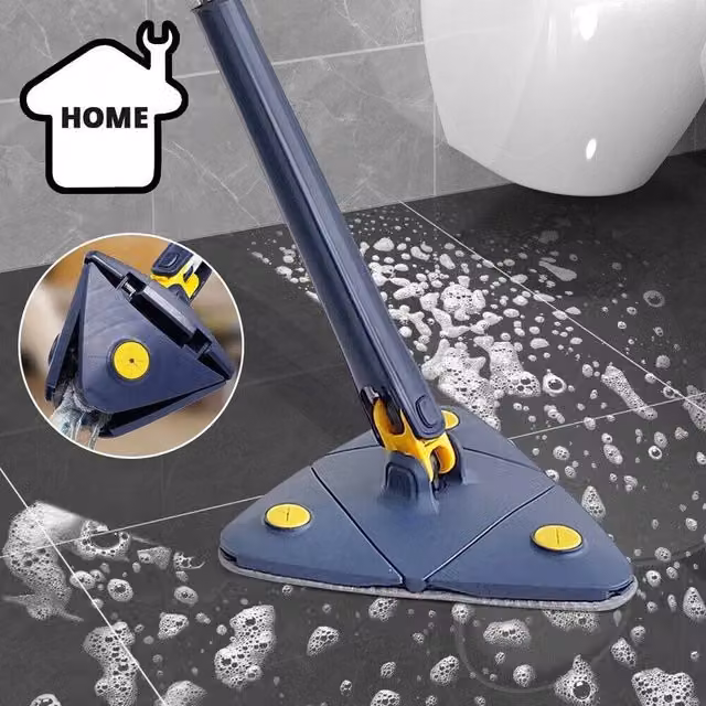 EONLION Adjustable Blue Triangle Microfibre Cleaning Mop with Wringer and Telescopic Handle, Height: 100 cm – 1