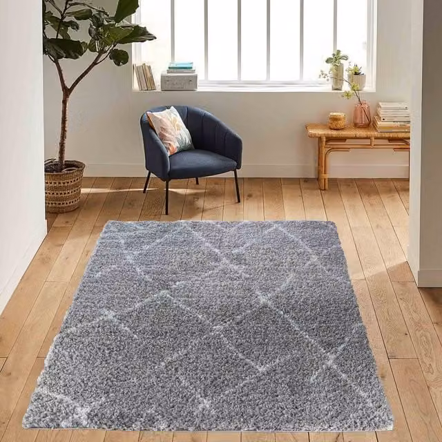Desire Rugs Moroccan Berber Shaggy Boho Design Grey W/D/H: 120 x 170 cm