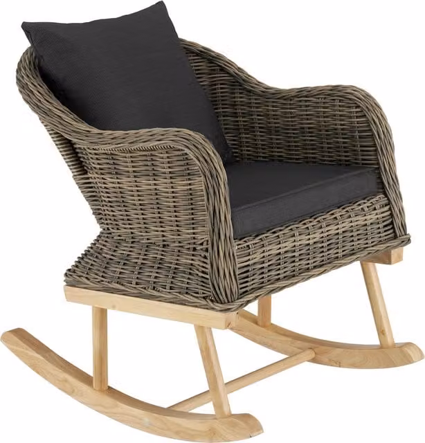 Tectake Rovigo Garden Chair in Nature Beige, Yellow and Grey Rattan and Metal