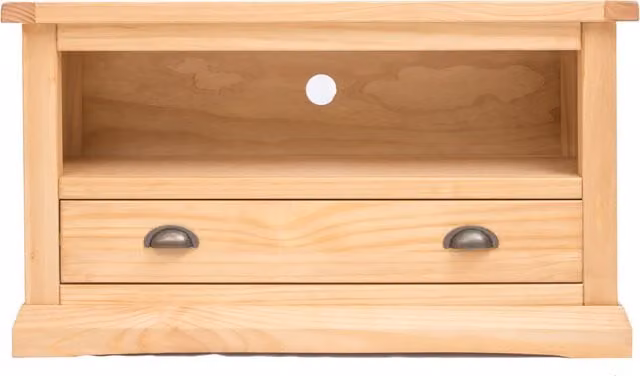 Cabinet Bits Lucca Waxed Pine 1 Drawer TV Cabinet with Brass Cup Handle in Light Brown