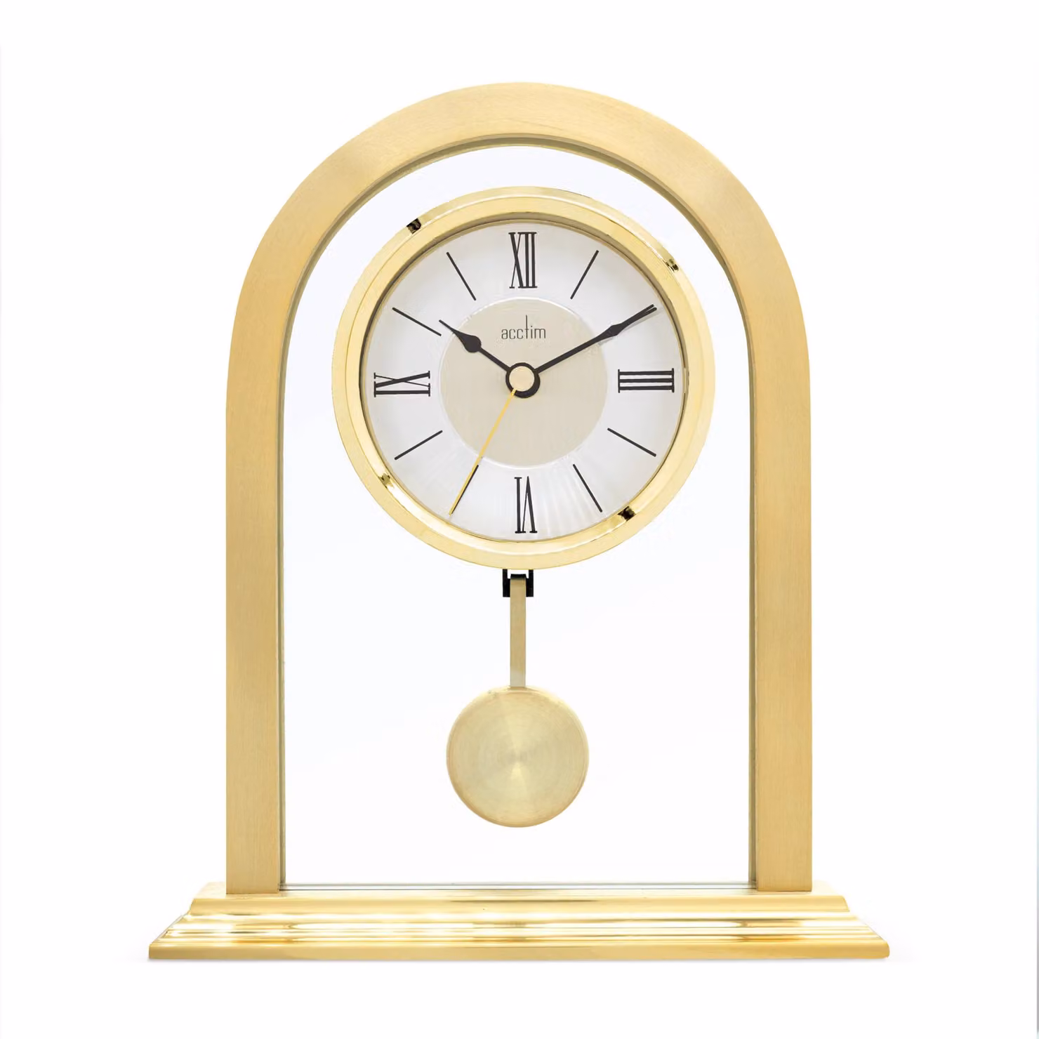 Acctim Colney Gold Pendulum Mantel Clock with Quartz Movement and Brushed Metal and Glass Finish – 2