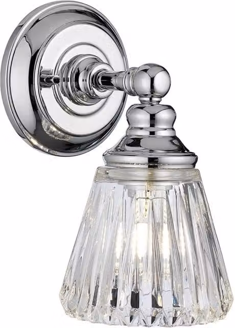 Netlighting Keynes LED Up and Down Wall Light in Polished Chrome and Grey with Transparent Glass IP44