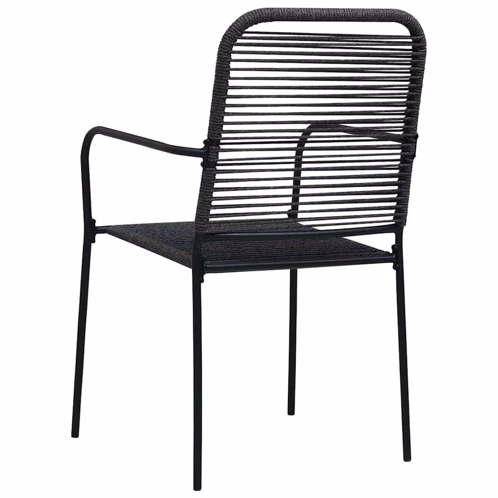 Berkfield Home Set of 4 Minimalist Garden Chairs in Black Cotton Rope and Matt Steel – 3