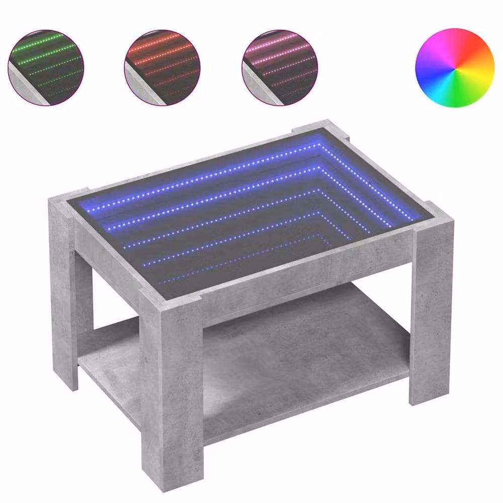 Berkfield Home Decorative LED Coffee Table in Concrete Grey, W/D/H: 73 x 53 x 45 cm – 1