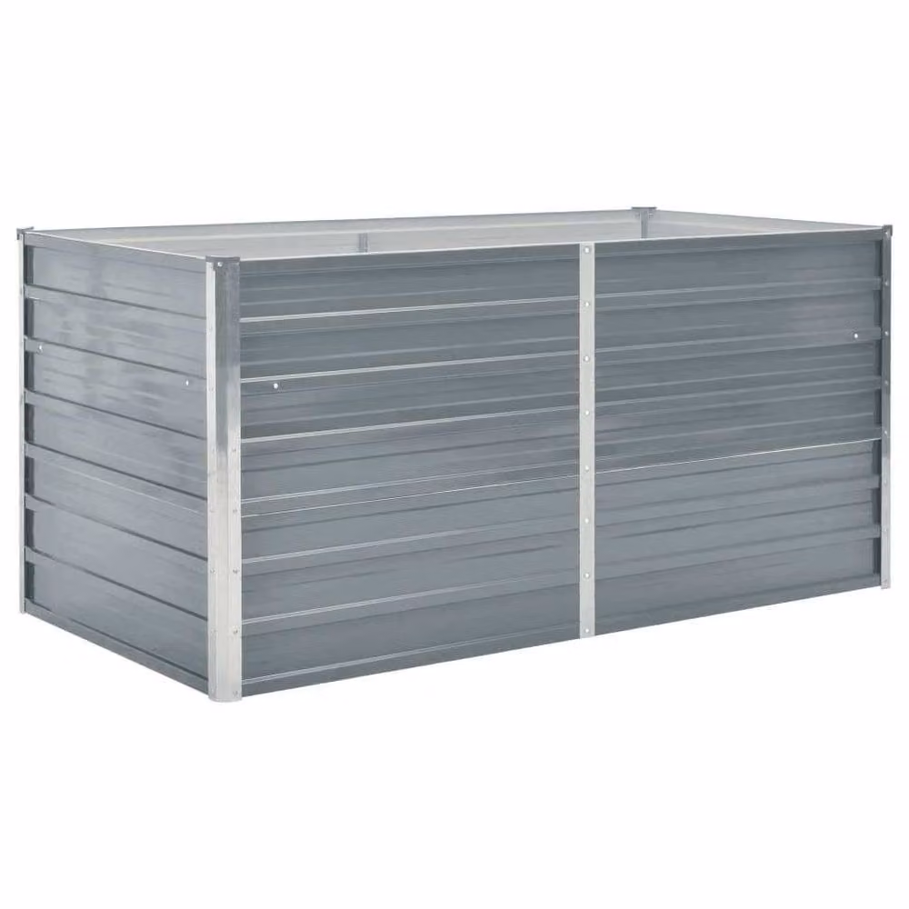 Berkfield Home Raised Garden Bed in Grey Galvanised Steel, W/D/H: 160 x 80 x 77 cm – 2