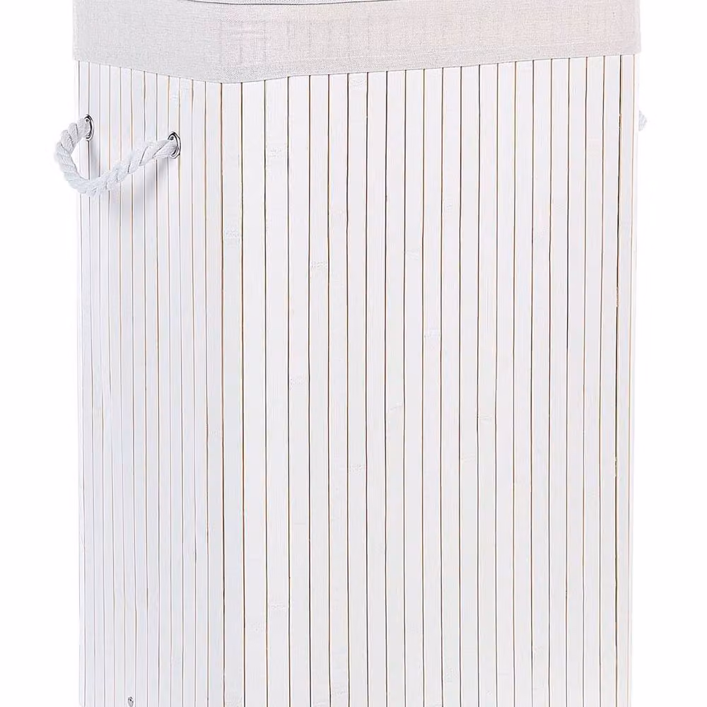 Wyld and Coco Boho Bamboo Storage Basket with Lid and Handles in White – 2