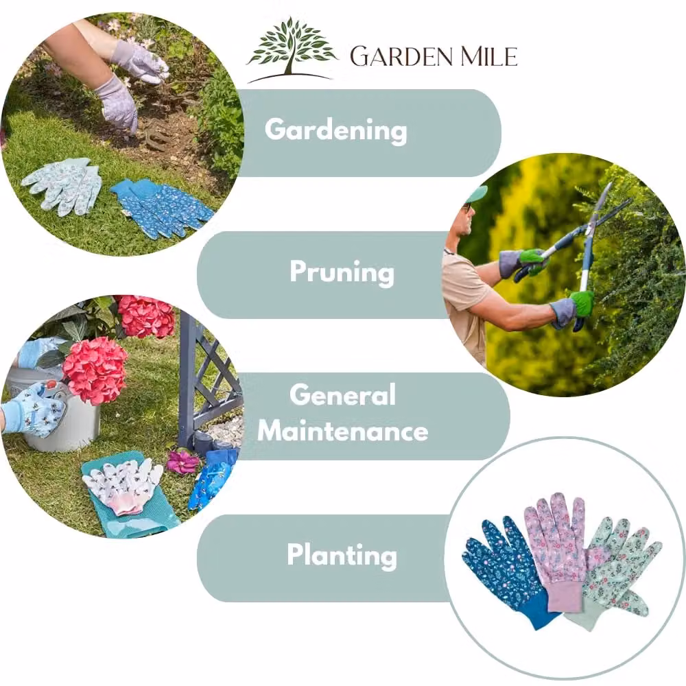 Marco Paul 3-Pack Cotton Grip Medium Gardening Gloves in Multicolour – 3