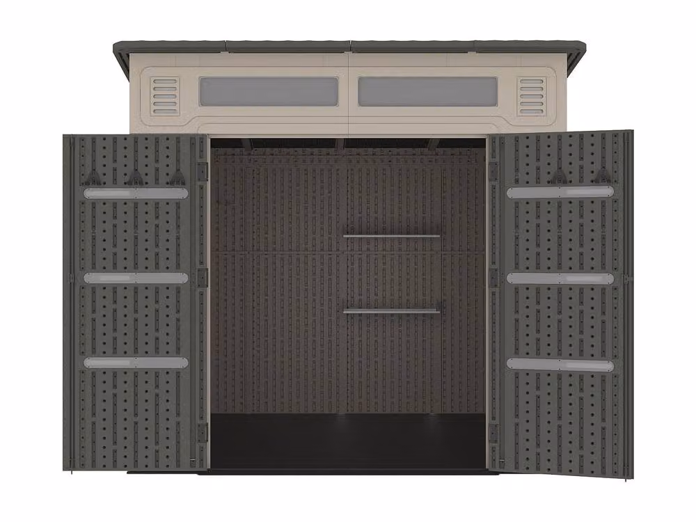 Vente-unique Resin Lean-To Garden Shed with Floor and Window in Grey – 4