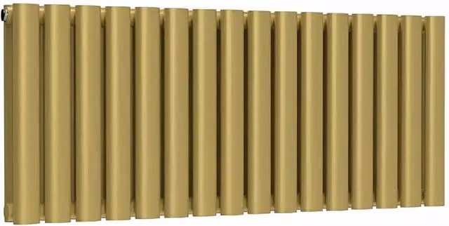 Lux Heat Oval Horizontal Double Radiator in Metallic Gold, W: 96.0 cm, H: 40.0 cm