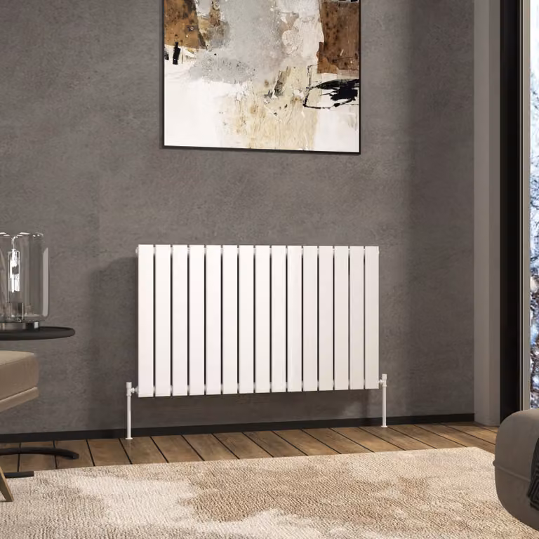 Fluxx White Single Flat Panel Horizontal Designer Radiator W: 102.0 cm, H: 60.0 cm