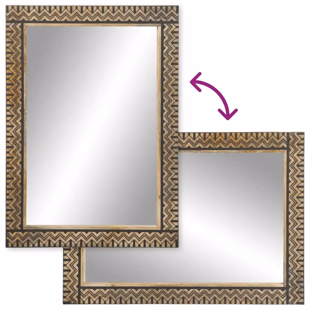 Berkfield Home Rectangular Bathroom Wall Mirror in Brown, Solid Mango Wood and Glass, W: 50 cm, H: 70 cm – 4