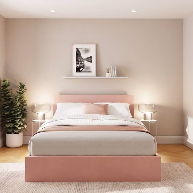 GFW Pink Velvet End Lift Ottoman Storage Bed, King Size