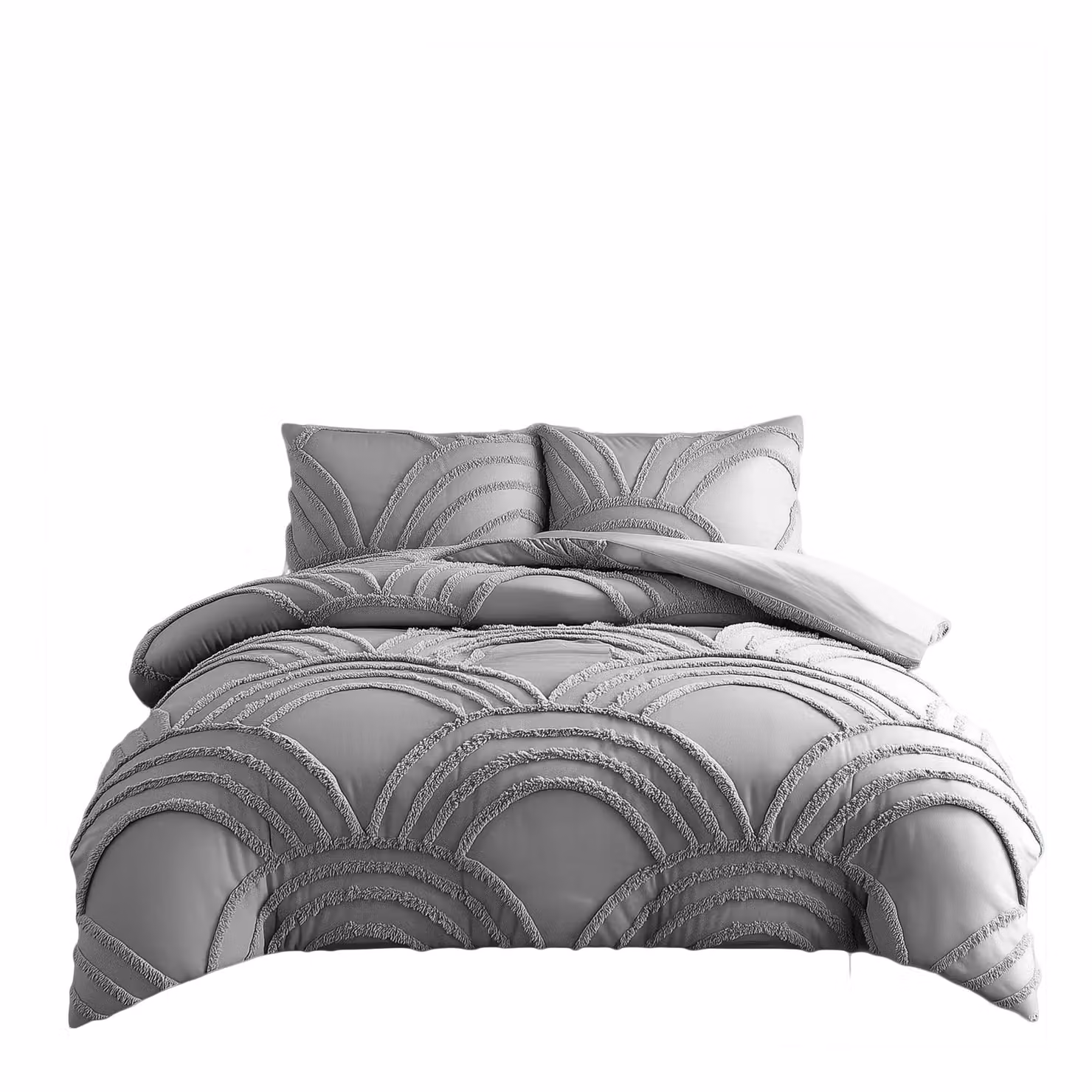 Snug City Super King Duvet Cover and Pillowcase Set in Silver, Modern Tufted Luxury Bed Linen, 200 x 200 cm – 2