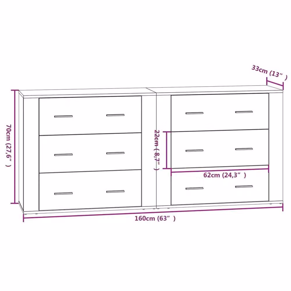 Berkfield Home Set of 2 Smoked Oak Sideboards in Brown Engineered Wood – 4