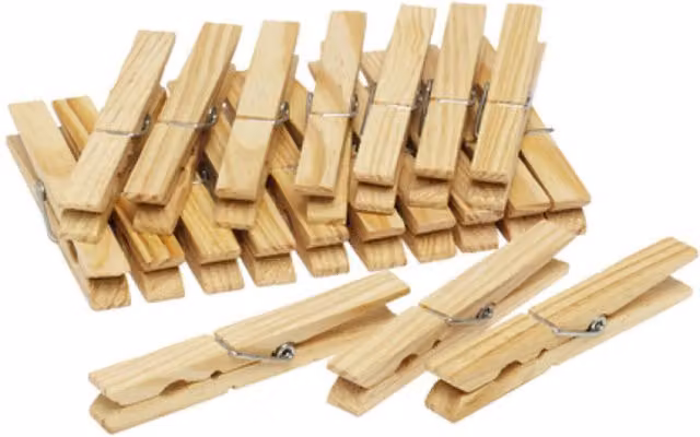 UMKY Pack of 20 XXL Jumbo Wooden Washing Line Cloth Pegs in Brown and Beige