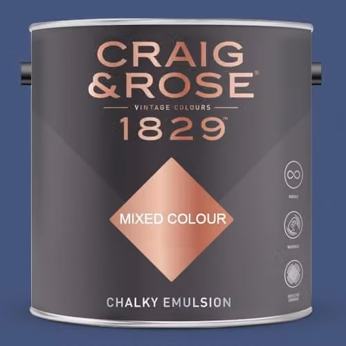 Craig & Rose 1829 Chalky Emulsion Paint in Smalt Blue, Matt Finish, 2.5 l
