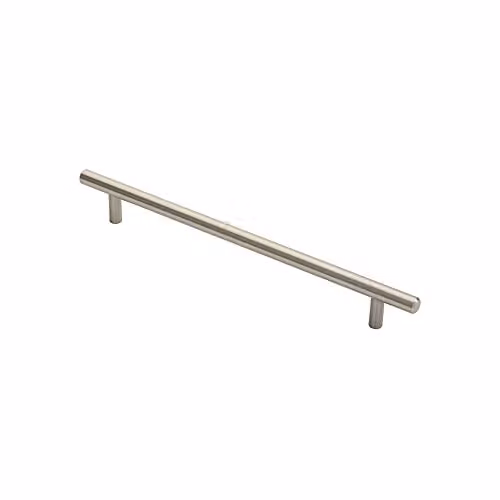 Loops 4 Pack Round T-Bar Cabinet Pull Handles in Brushed Silver, Length: 284 mm, Fixing Centres: 224 mm, Depth: 12 mm