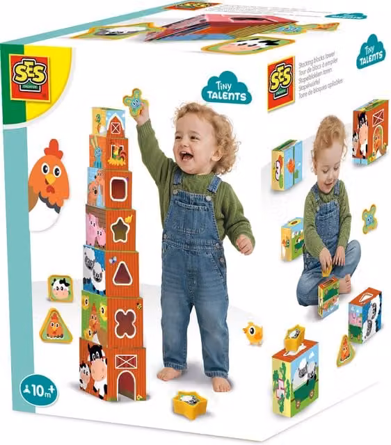 SES Creative Multicolour and Brown Animal Shape Sorter Stacking Toy made of Wood and Plastic