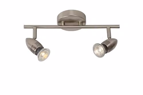 Lucide Caro-LED Adjustable Ceiling Spotlight in Satin Chrome with Warm White LED GU10 Bulbs – 1