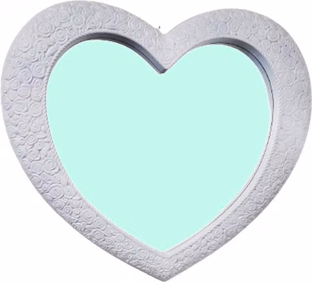 Biznest Antique Style Heart Shape Wall Mirror in White