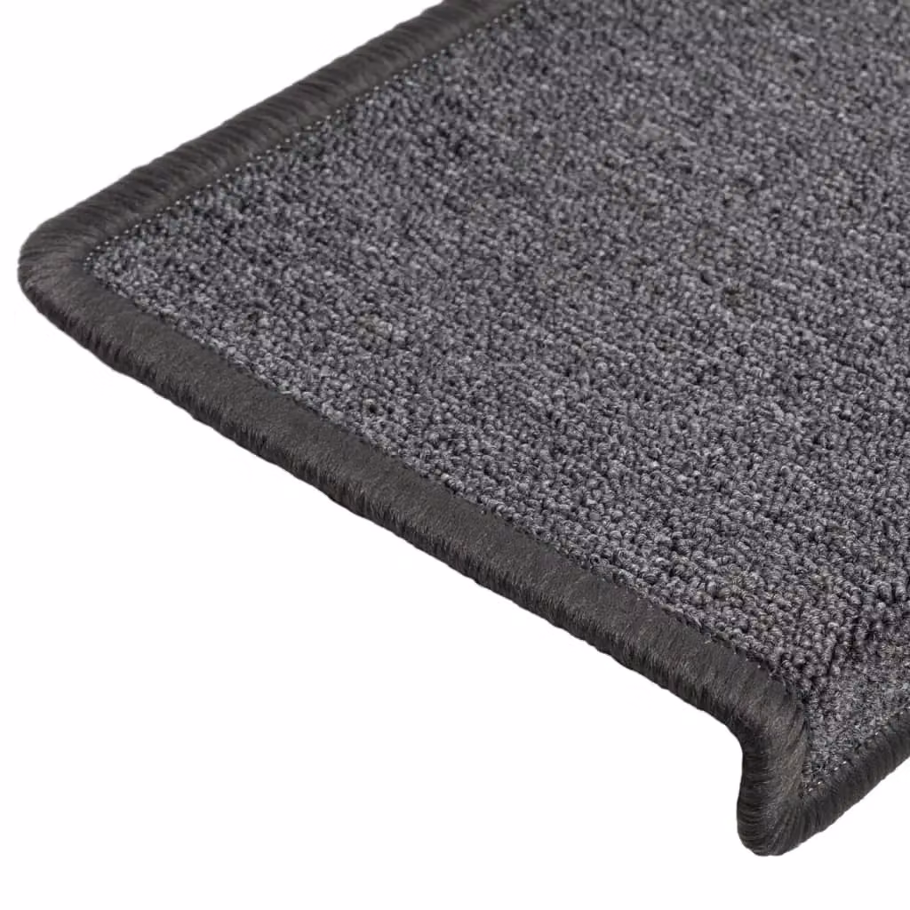 Berkfield Home Self-Adhesive Carpet Stair Treads, 15 Pieces, Dark Grey, W: 65 cm, D: 21 cm, H: 4 cm – 4