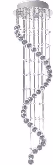 HOMCOM Modern Crystal Droplet Spiral Cascading Chandelier Ceiling Light, Silver/Chrome, W: 30 cm, H: 120 cm – 1