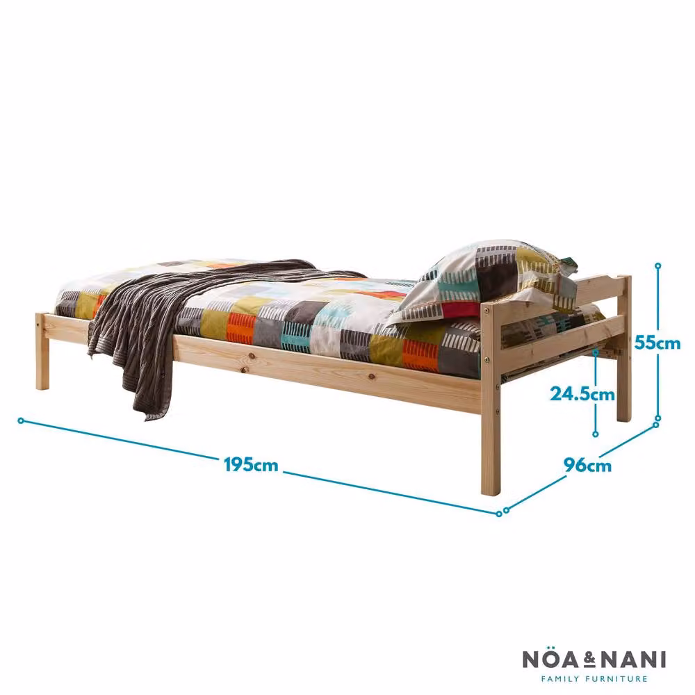 Nöa and Nani Sussex Single Bed Frame in Brown Natural Pine, W/D/H: 90 x 190 cm – 5